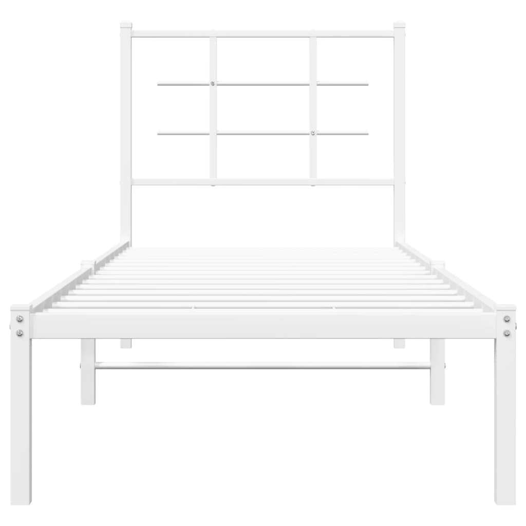 Bedframe met hoofdbord metaal wit 80x200 cm is nu te koop bij PeponiXL, paradijselijk wonen!
