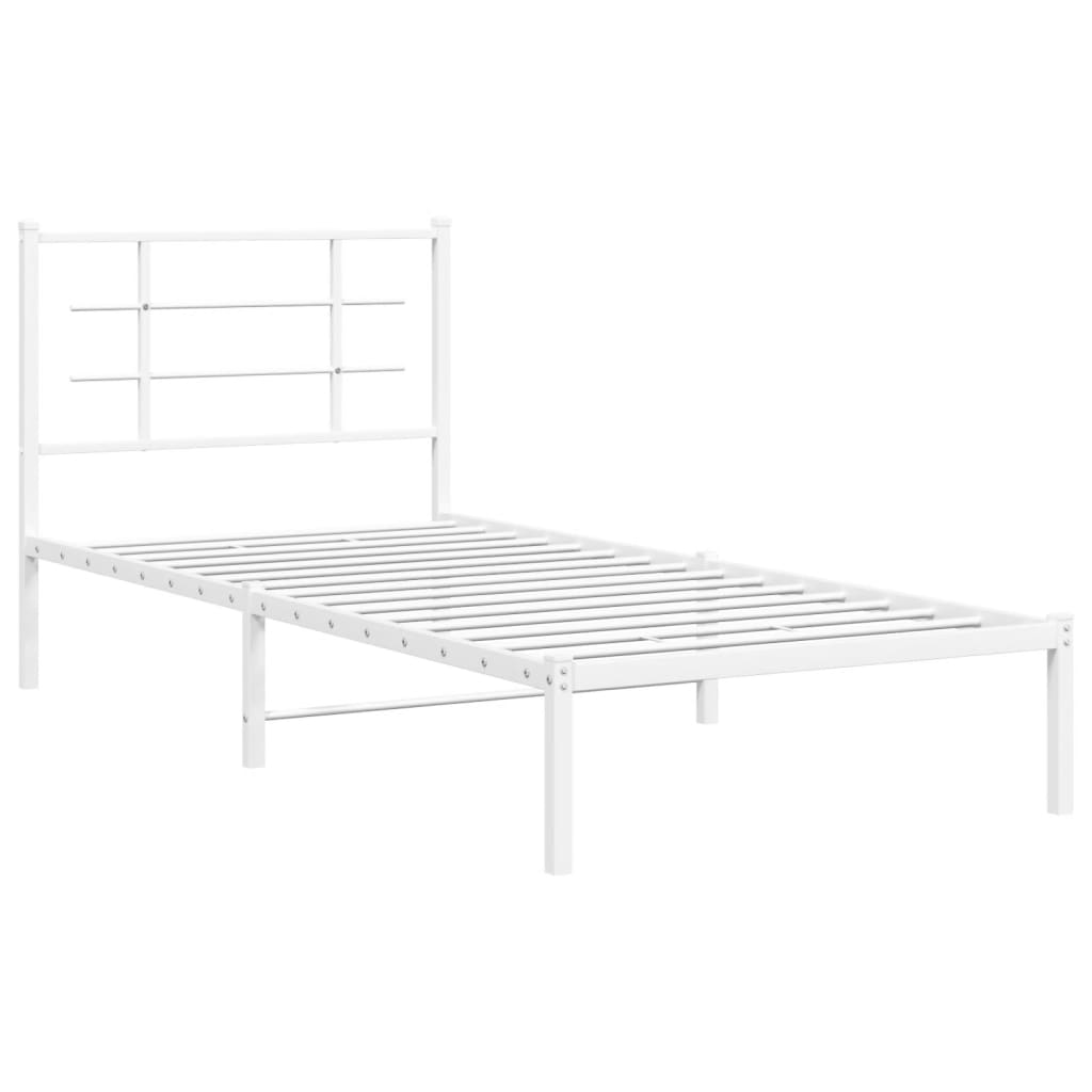 Bedframe met hoofdbord metaal wit 90x190 cm is nu te koop bij PeponiXL, paradijselijk wonen!