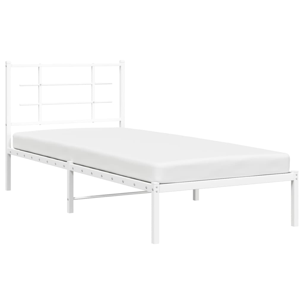 Bedframe met hoofdbord metaal wit 90x190 cm is nu te koop bij PeponiXL, paradijselijk wonen!