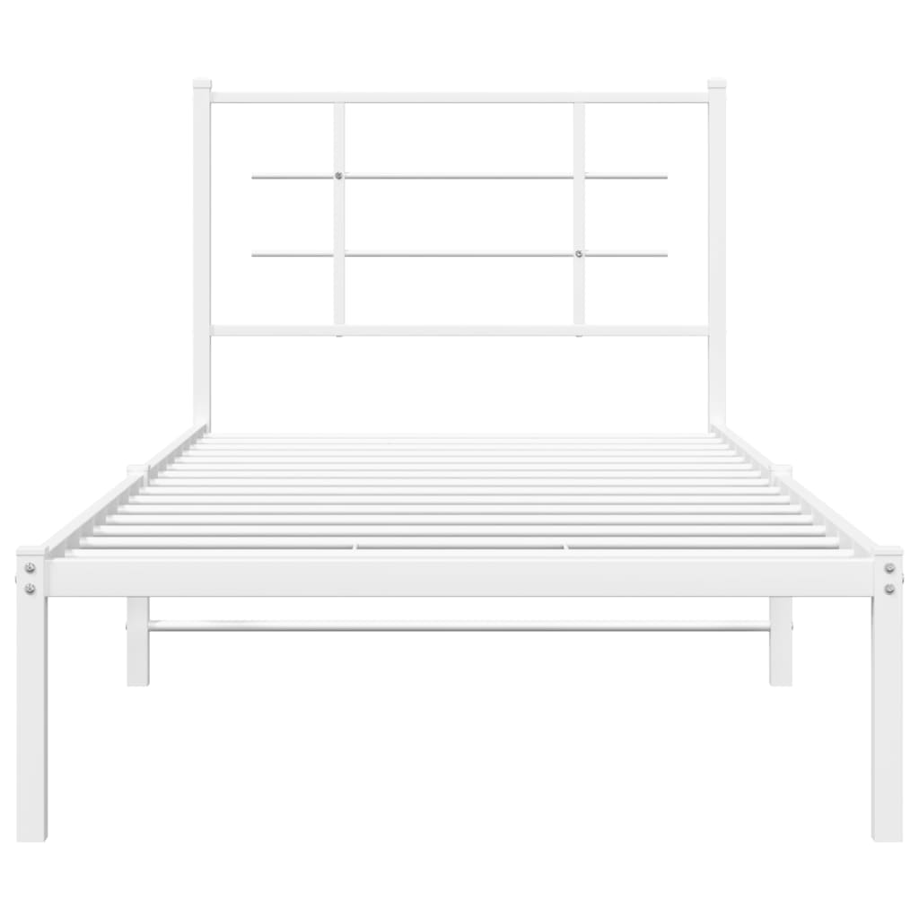 Bedframe met hoofdbord metaal wit 90x190 cm is nu te koop bij PeponiXL, paradijselijk wonen!