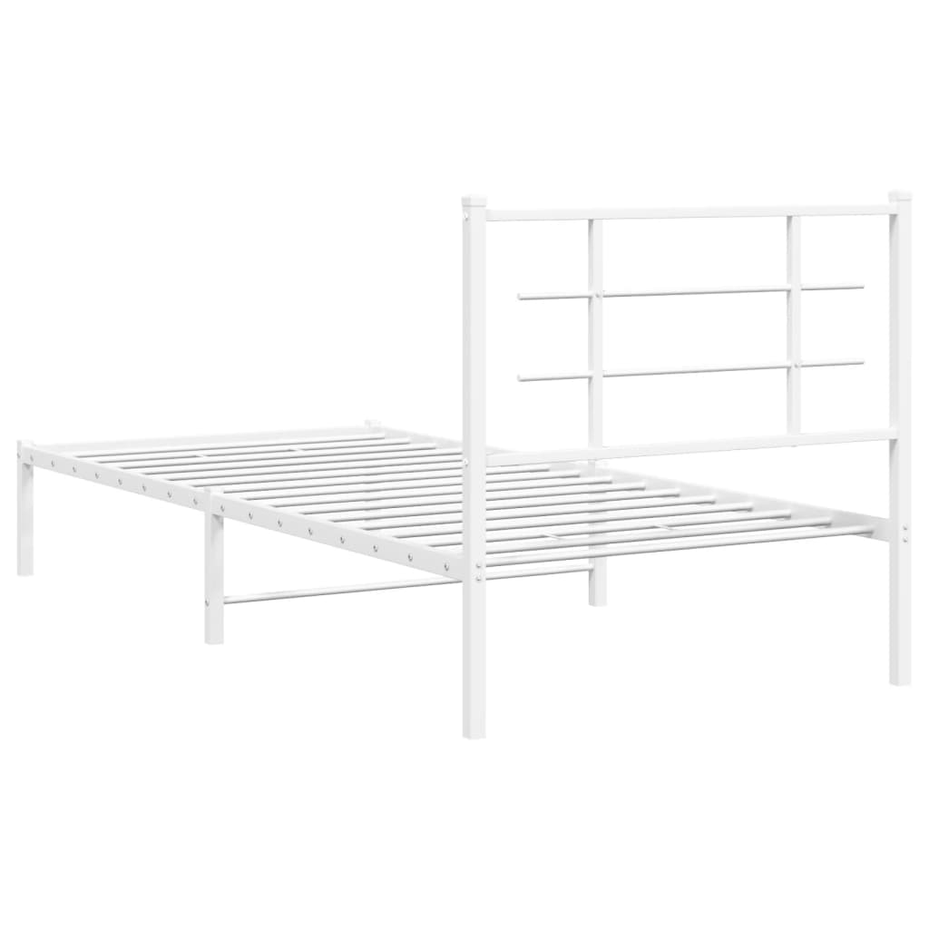 Bedframe met hoofdbord metaal wit 90x190 cm is nu te koop bij PeponiXL, paradijselijk wonen!