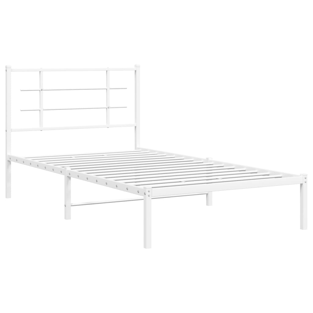Bedframe met hoofdbord metaal wit 100x190 cm is nu te koop bij PeponiXL, paradijselijk wonen!