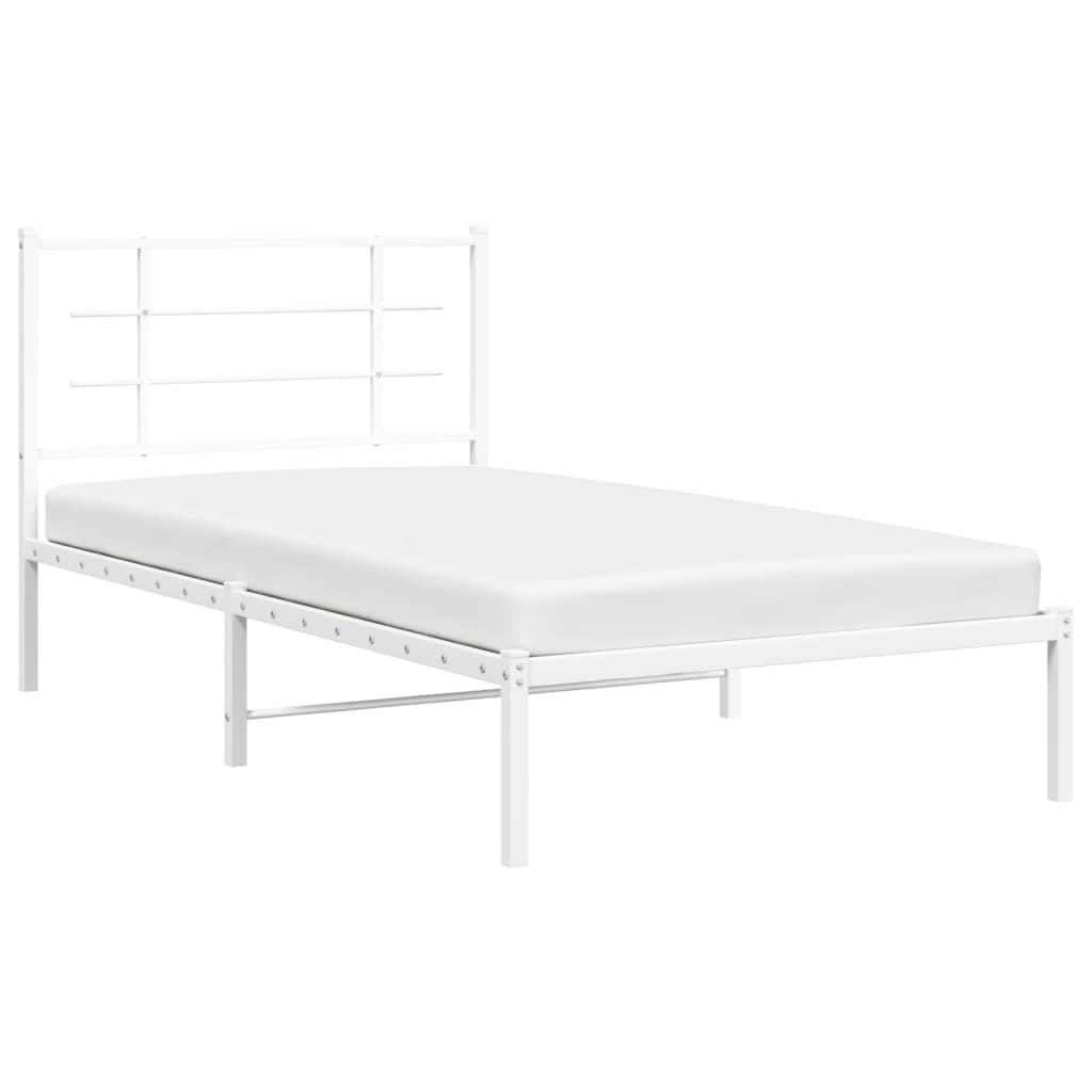 Bedframe met hoofdbord metaal wit 100x190 cm is nu te koop bij PeponiXL, paradijselijk wonen!