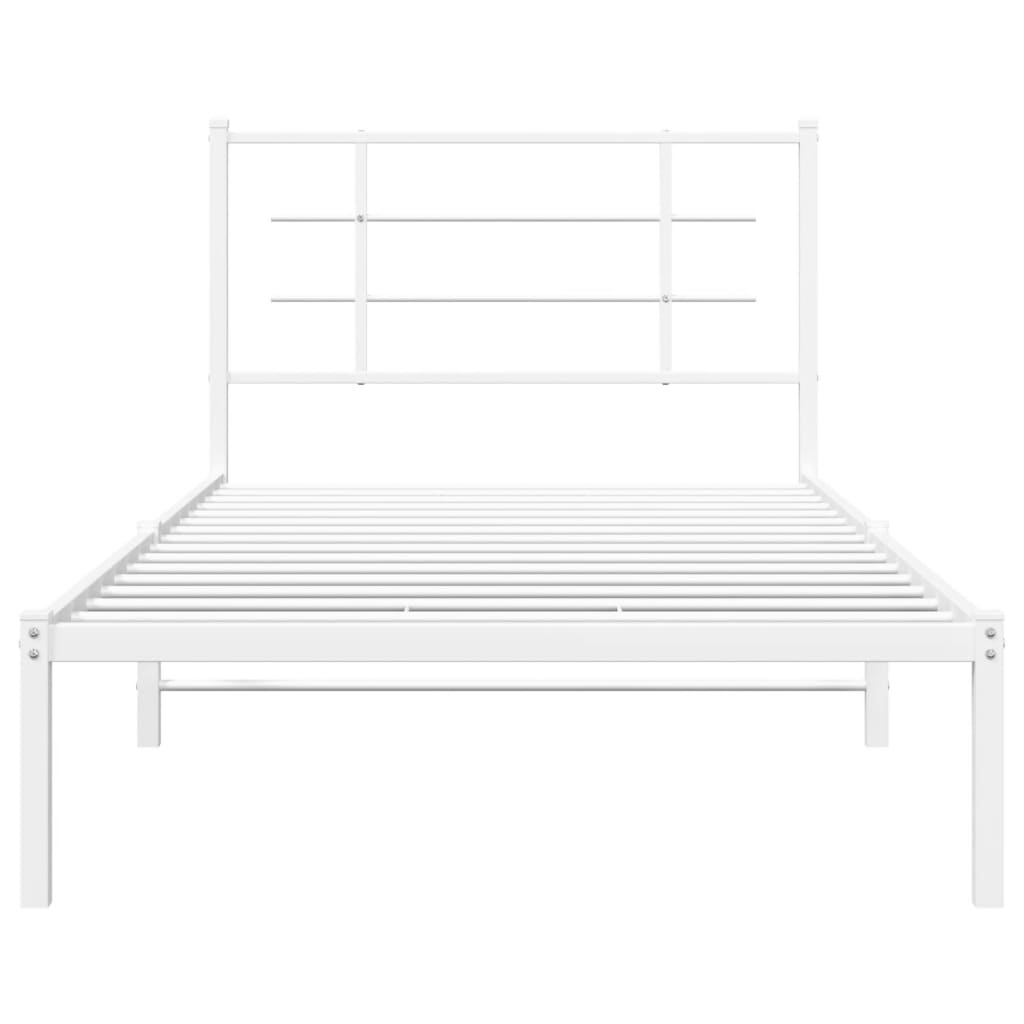 Bedframe met hoofdbord metaal wit 100x190 cm is nu te koop bij PeponiXL, paradijselijk wonen!
