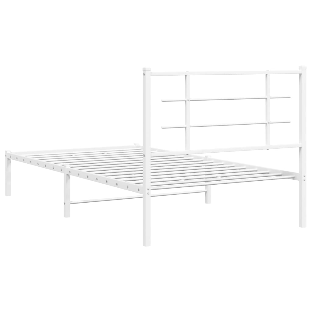Bedframe met hoofdbord metaal wit 100x190 cm is nu te koop bij PeponiXL, paradijselijk wonen!