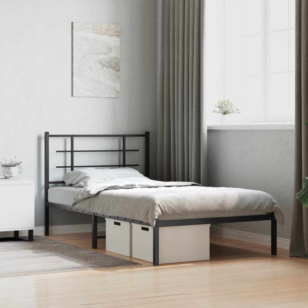 Bedframe met hoofdbord metaal wit 100x190 cm is nu te koop bij PeponiXL, paradijselijk wonen!