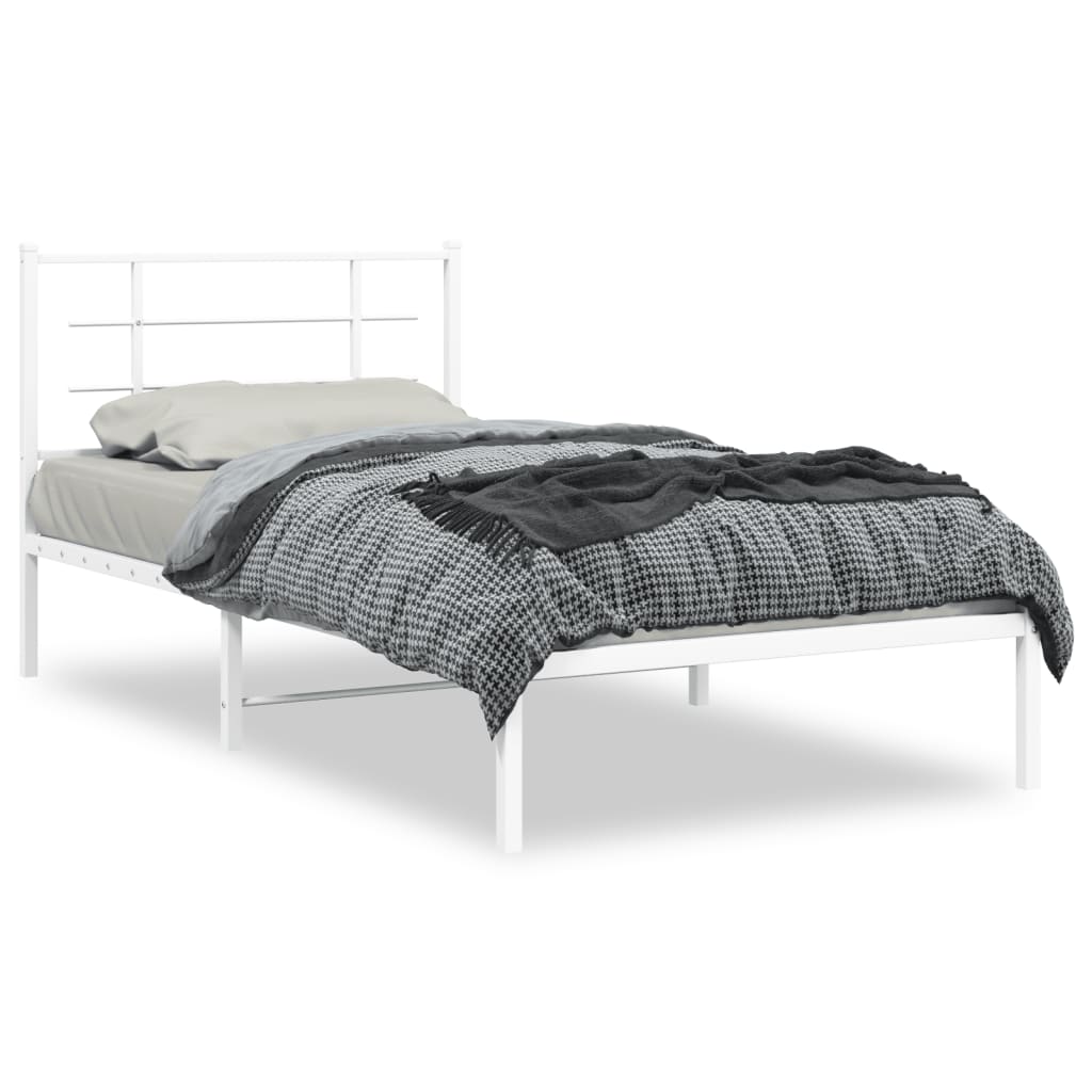 Bedframe met hoofdbord metaal wit 100x200 cm is nu te koop bij PeponiXL, paradijselijk wonen!