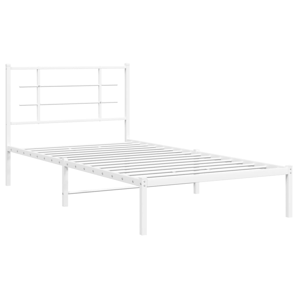 Bedframe met hoofdbord metaal wit 100x200 cm is nu te koop bij PeponiXL, paradijselijk wonen!