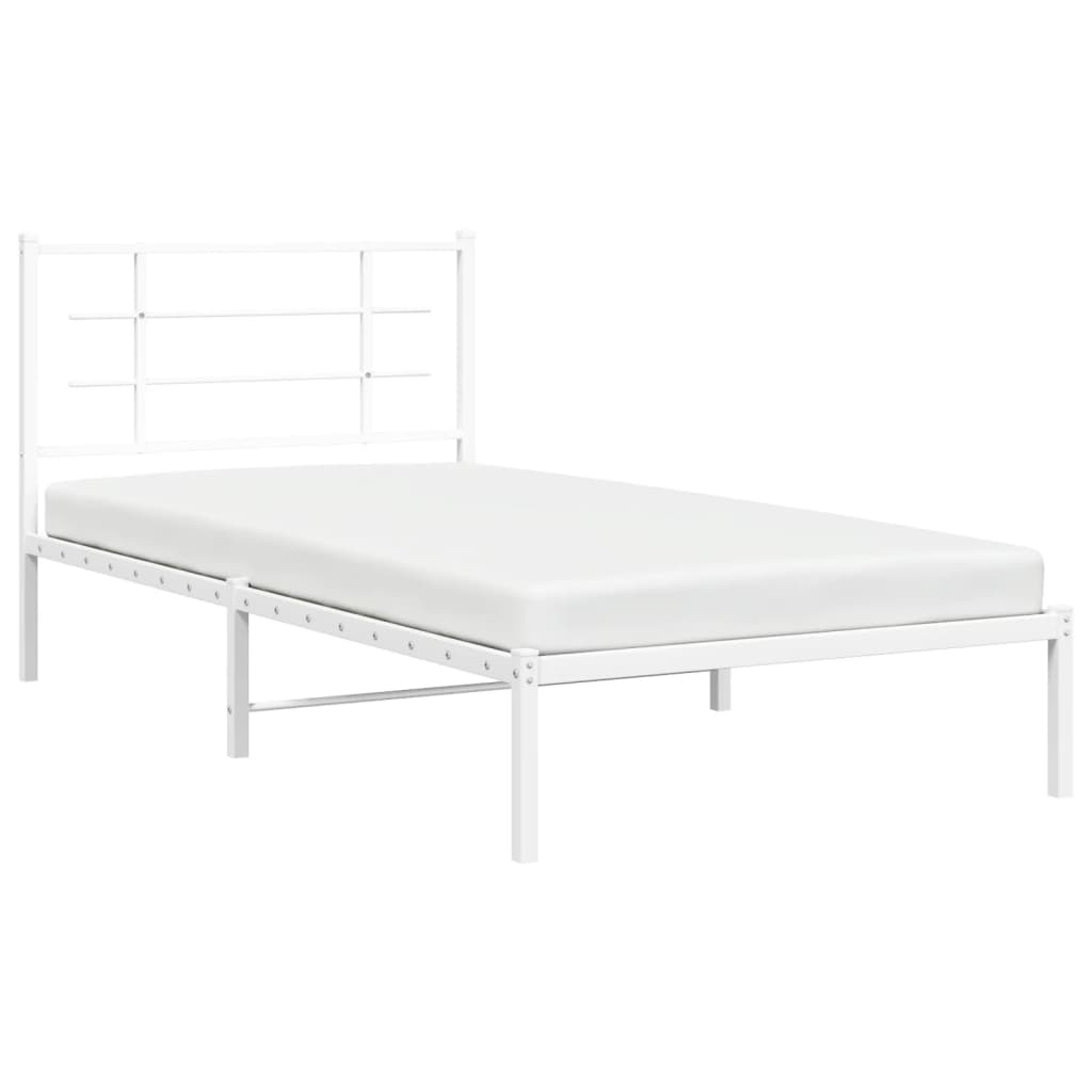 Bedframe met hoofdbord metaal wit 100x200 cm is nu te koop bij PeponiXL, paradijselijk wonen!