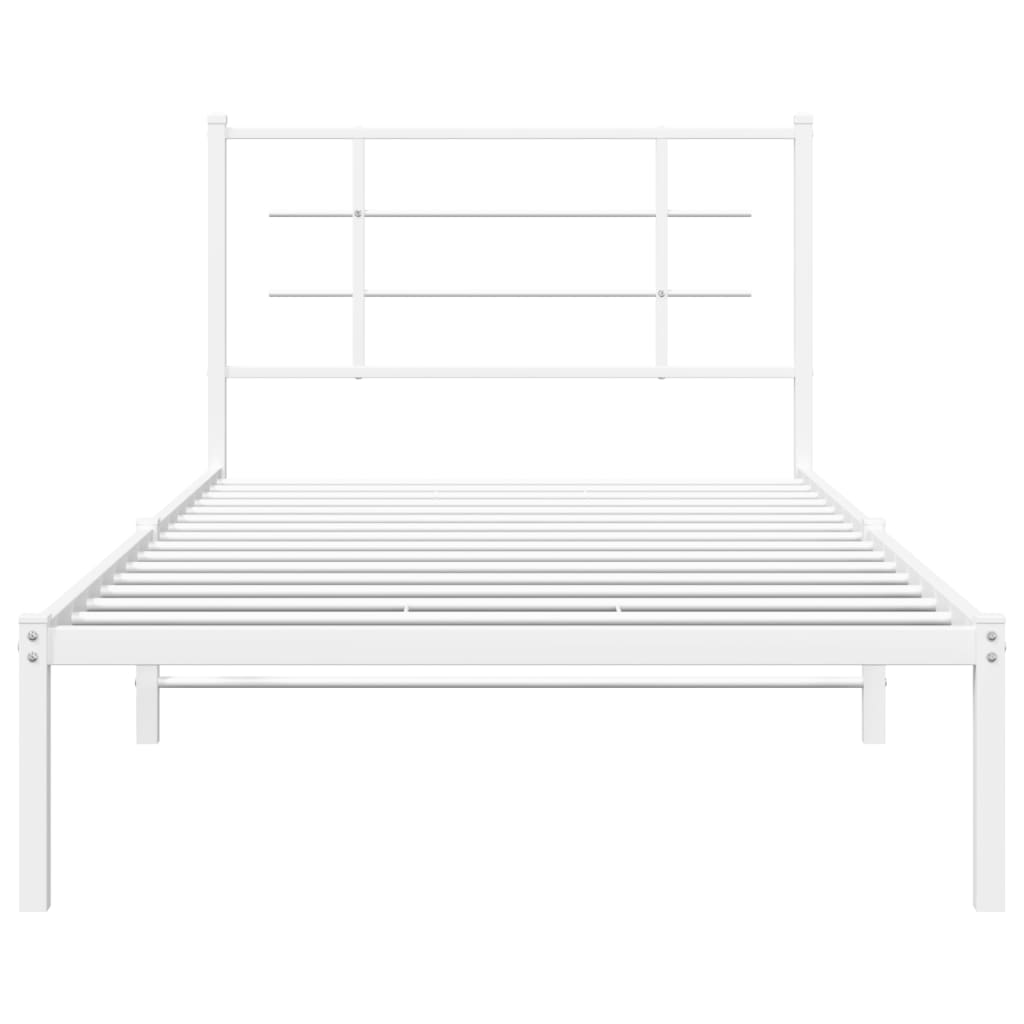 Bedframe met hoofdbord metaal wit 100x200 cm is nu te koop bij PeponiXL, paradijselijk wonen!