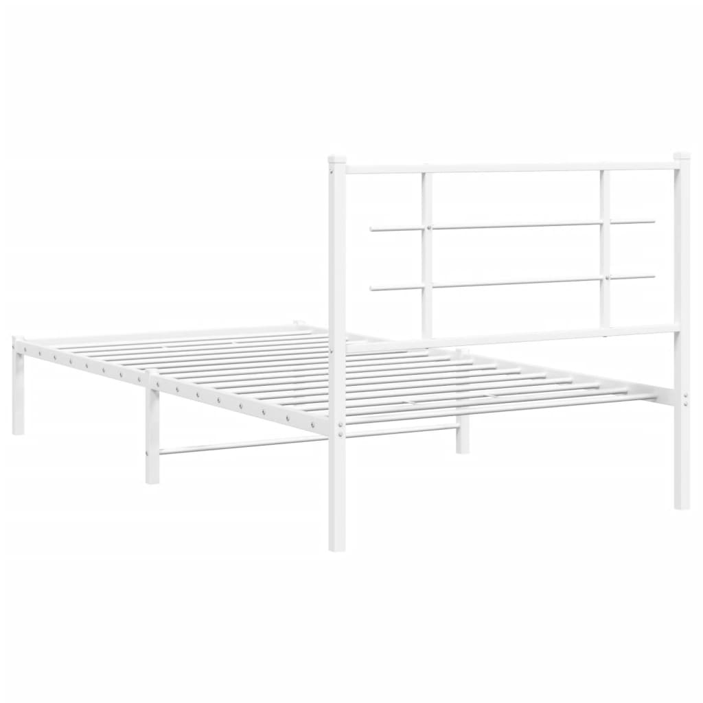 Bedframe met hoofdbord metaal wit 100x200 cm is nu te koop bij PeponiXL, paradijselijk wonen!