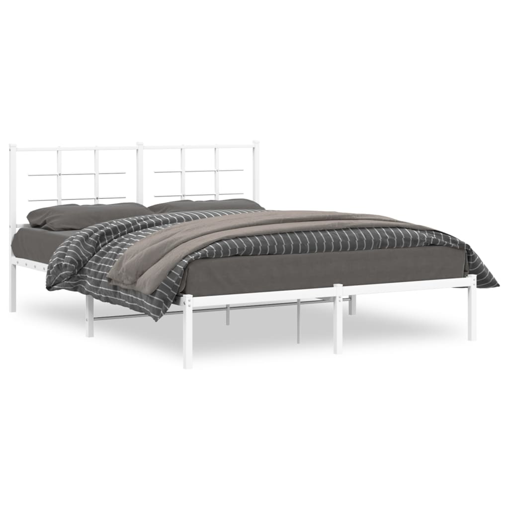 Bedframe met hoofdbord metaal wit 160x200 cm is nu te koop bij PeponiXL, paradijselijk wonen!