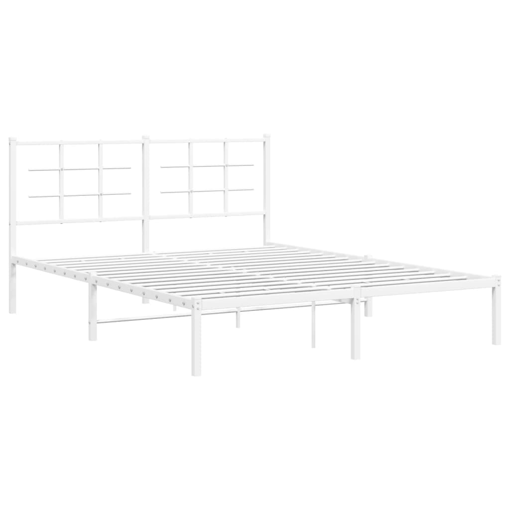 Bedframe met hoofdbord metaal wit 160x200 cm is nu te koop bij PeponiXL, paradijselijk wonen!