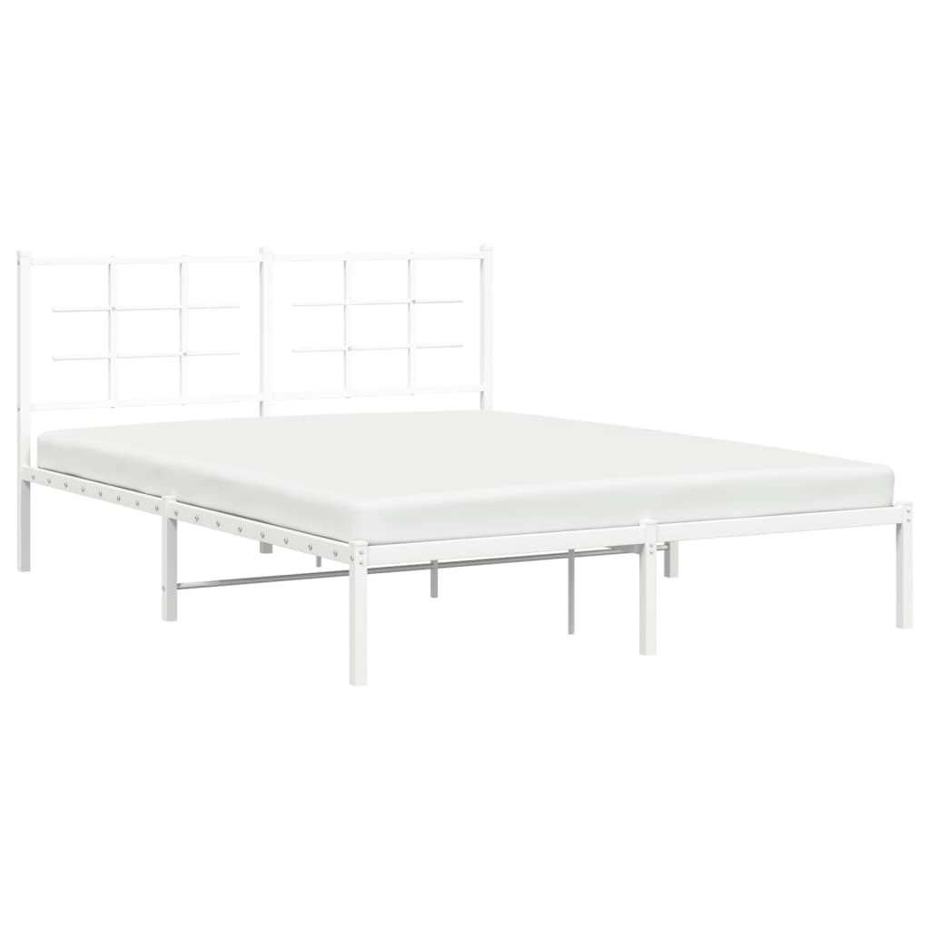 Bedframe met hoofdbord metaal wit 160x200 cm is nu te koop bij PeponiXL, paradijselijk wonen!