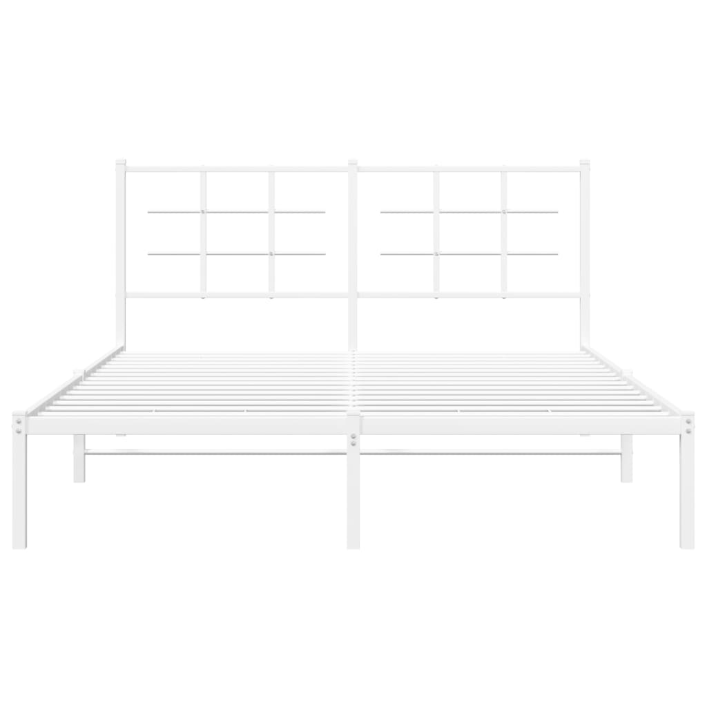 Bedframe met hoofdbord metaal wit 160x200 cm is nu te koop bij PeponiXL, paradijselijk wonen!