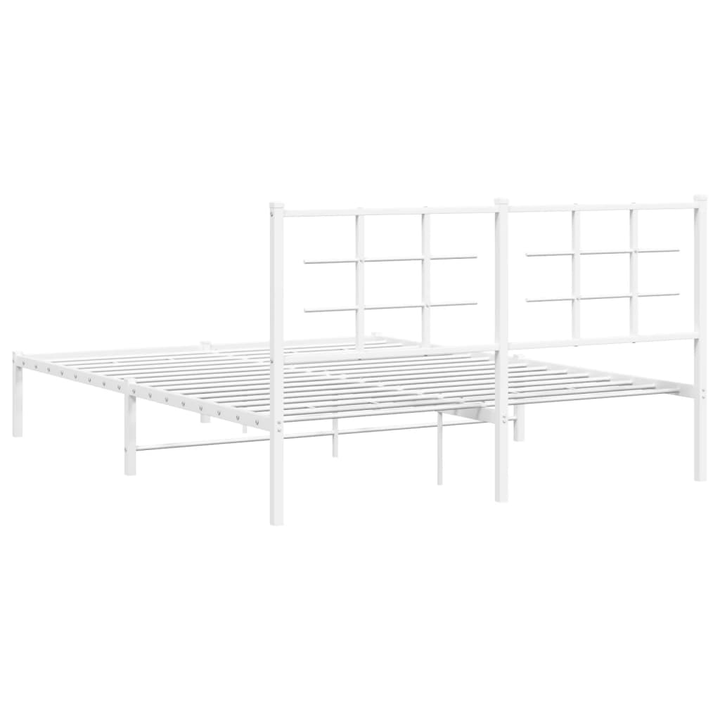 Bedframe met hoofdbord metaal wit 160x200 cm is nu te koop bij PeponiXL, paradijselijk wonen!