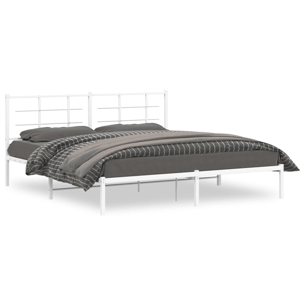 Bedframe met hoofdbord metaal wit 180x200 cm is nu te koop bij PeponiXL, paradijselijk wonen!
