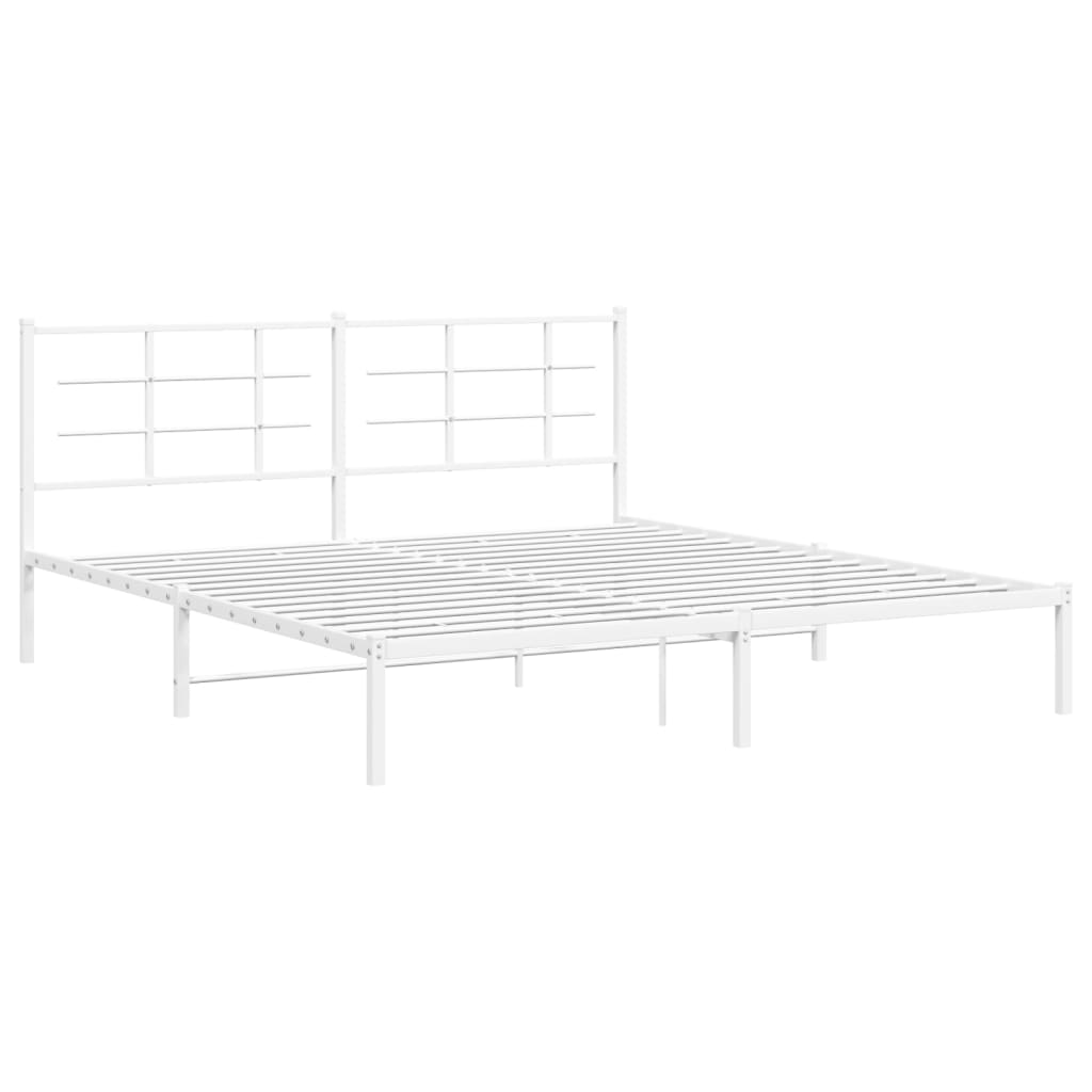 Bedframe met hoofdbord metaal wit 180x200 cm is nu te koop bij PeponiXL, paradijselijk wonen!