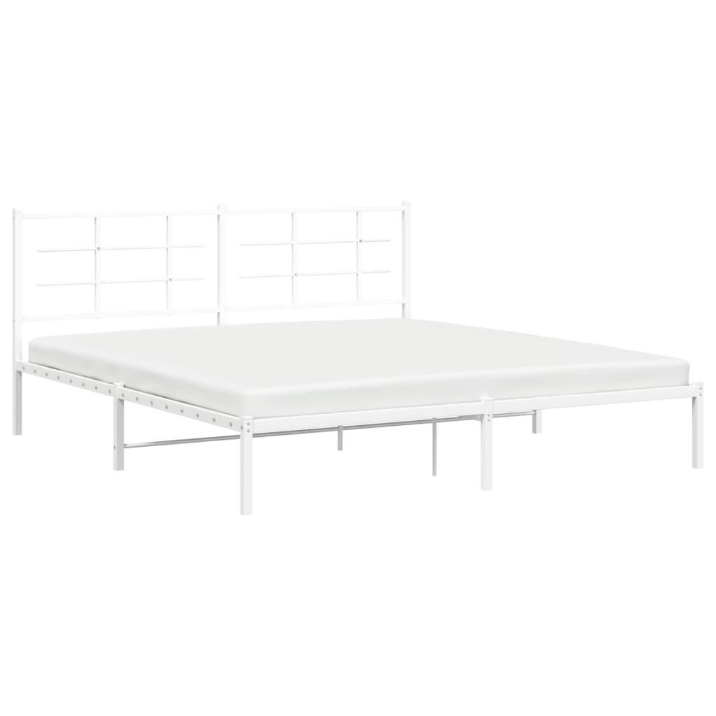 Bedframe met hoofdbord metaal wit 180x200 cm is nu te koop bij PeponiXL, paradijselijk wonen!