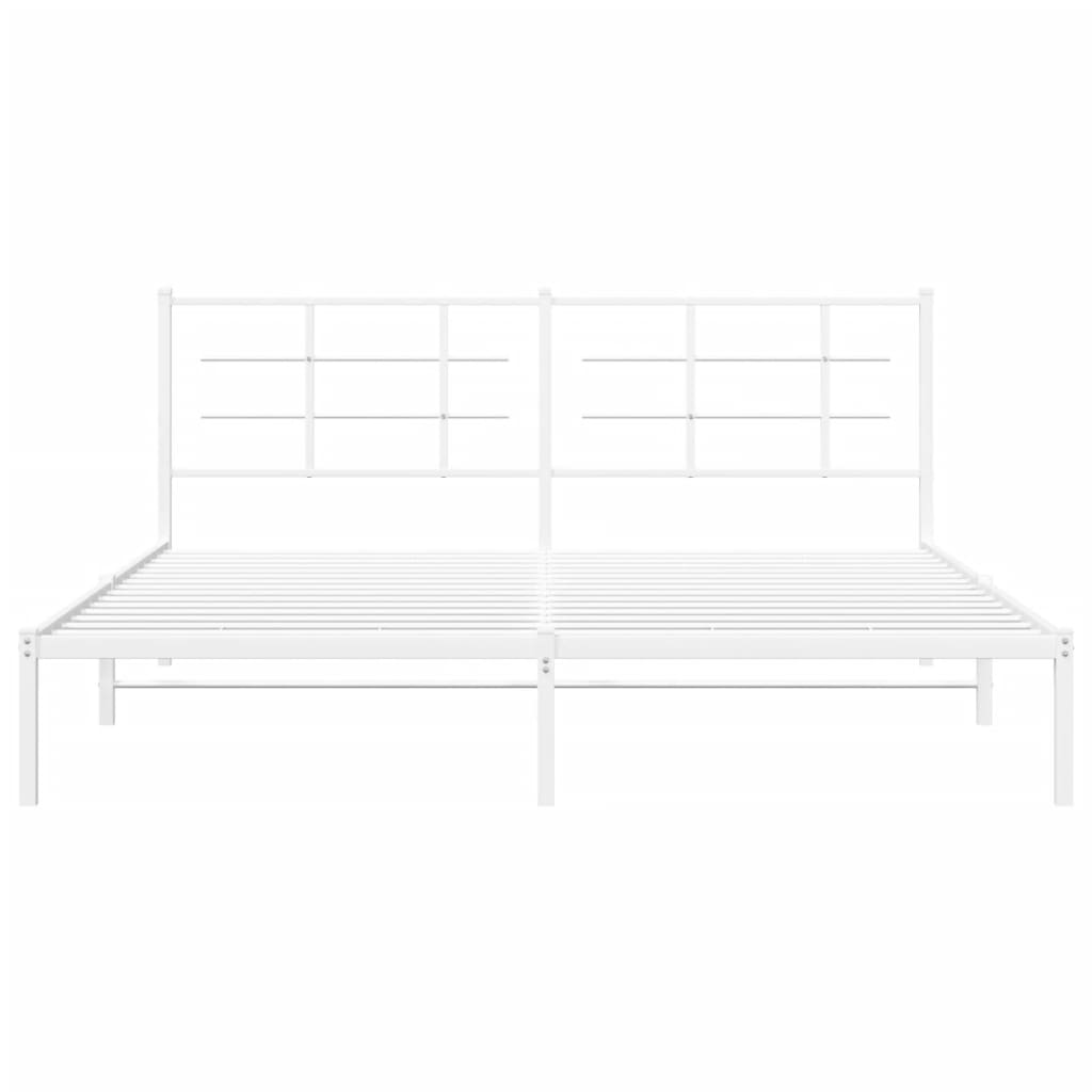Bedframe met hoofdbord metaal wit 180x200 cm is nu te koop bij PeponiXL, paradijselijk wonen!