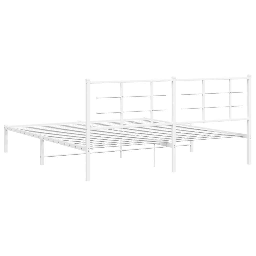 Bedframe met hoofdbord metaal wit 180x200 cm is nu te koop bij PeponiXL, paradijselijk wonen!