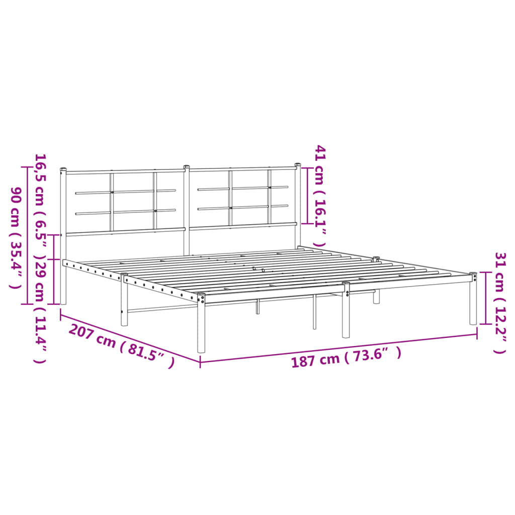Bedframe met hoofdbord metaal wit 180x200 cm is nu te koop bij PeponiXL, paradijselijk wonen!