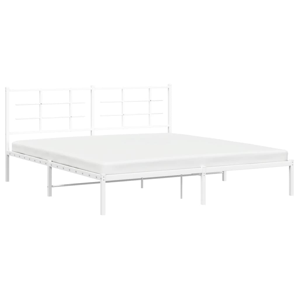 Bedframe met hoofdbord metaal wit 183x213 cm is nu te koop bij PeponiXL, paradijselijk wonen!