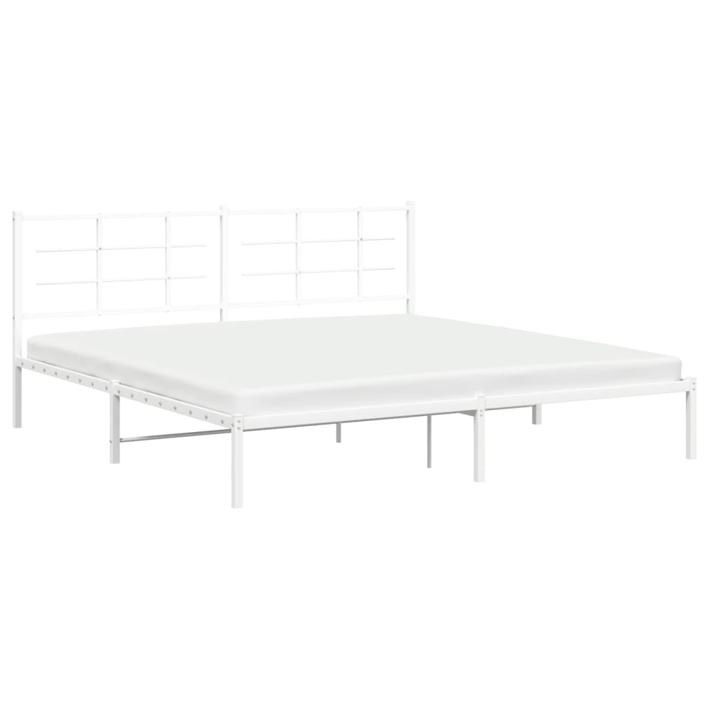 Bedframe met hoofdbord metaal wit 193x203 cm is nu te koop bij PeponiXL, paradijselijk wonen!