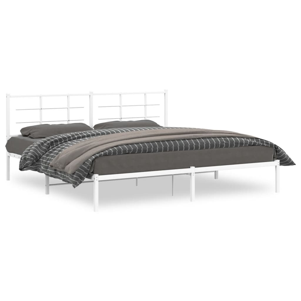 Bedframe met hoofdbord metaal wit 200x200 cm is nu te koop bij PeponiXL, paradijselijk wonen!