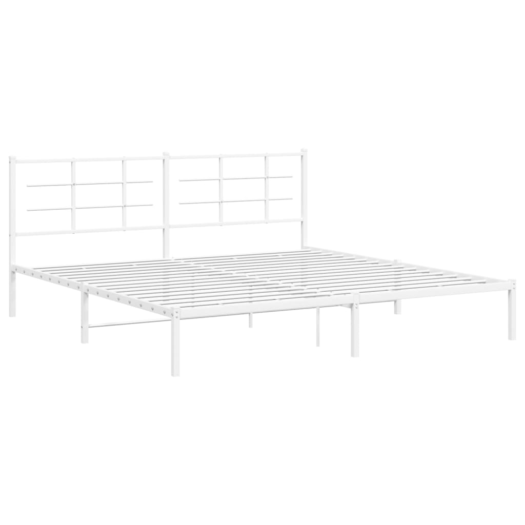Bedframe met hoofdbord metaal wit 200x200 cm is nu te koop bij PeponiXL, paradijselijk wonen!
