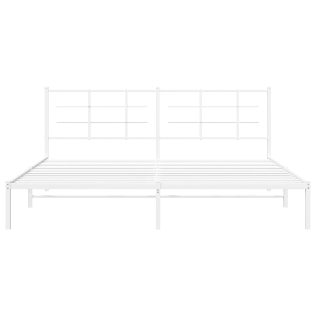 Bedframe met hoofdbord metaal wit 200x200 cm is nu te koop bij PeponiXL, paradijselijk wonen!