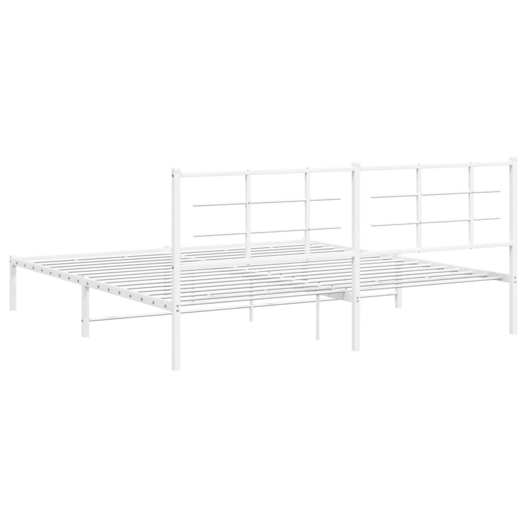 Bedframe met hoofdbord metaal wit 200x200 cm is nu te koop bij PeponiXL, paradijselijk wonen!