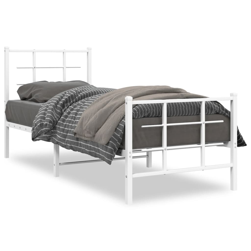 Bedframe met hoofd- en voeteneinde metaal wit 75x190 cm is nu te koop bij PeponiXL, paradijselijk wonen!