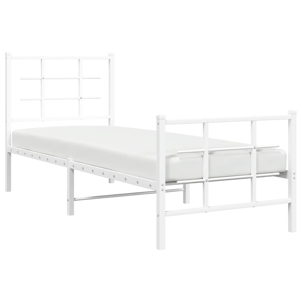 Bedframe met hoofd- en voeteneinde metaal wit 75x190 cm is nu te koop bij PeponiXL, paradijselijk wonen!