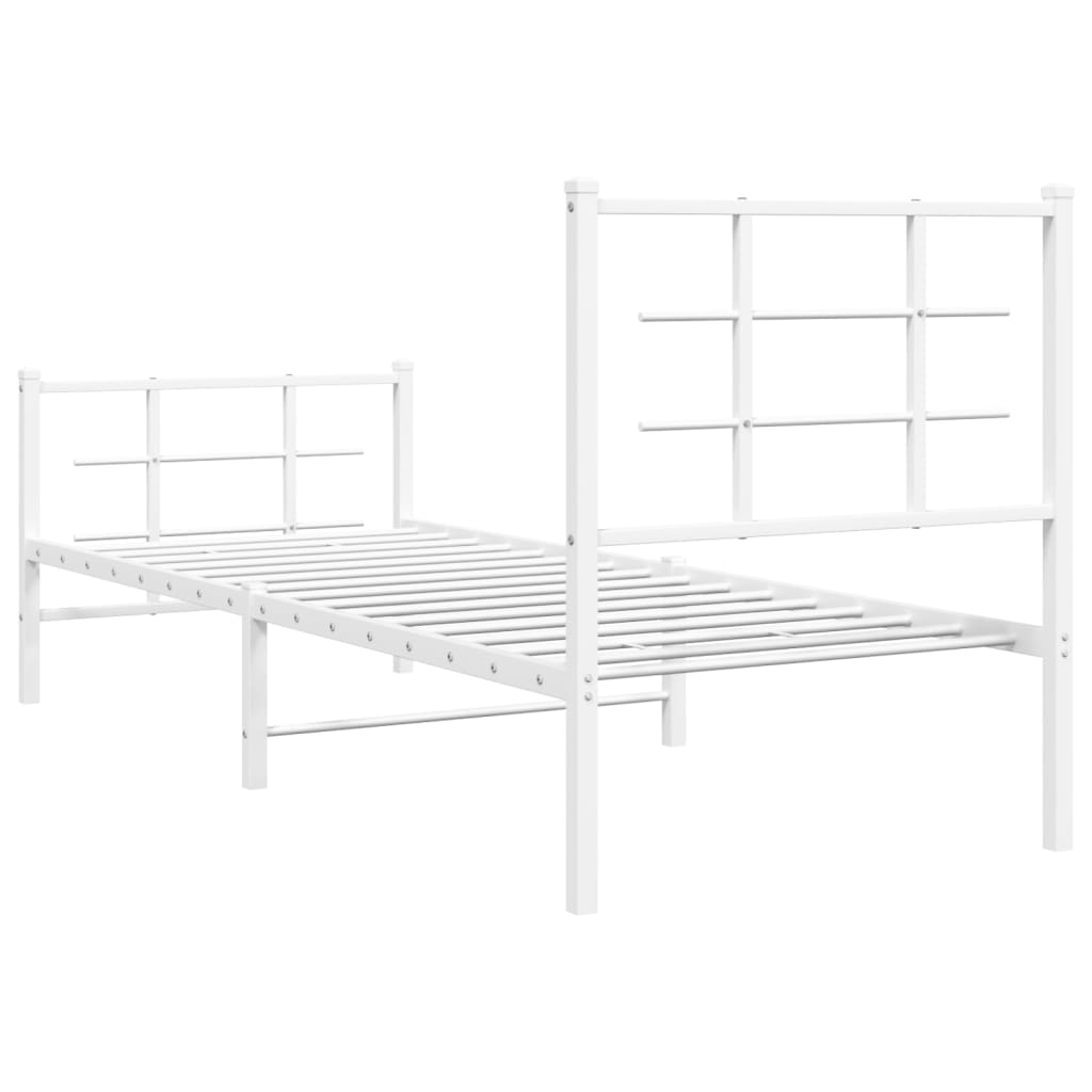 Bedframe met hoofd- en voeteneinde metaal wit 75x190 cm is nu te koop bij PeponiXL, paradijselijk wonen!