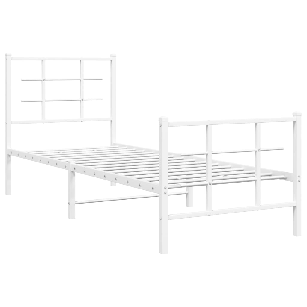 Bedframe met hoofd- en voeteneinde metaal wit 80x200 cm is nu te koop bij PeponiXL, paradijselijk wonen!