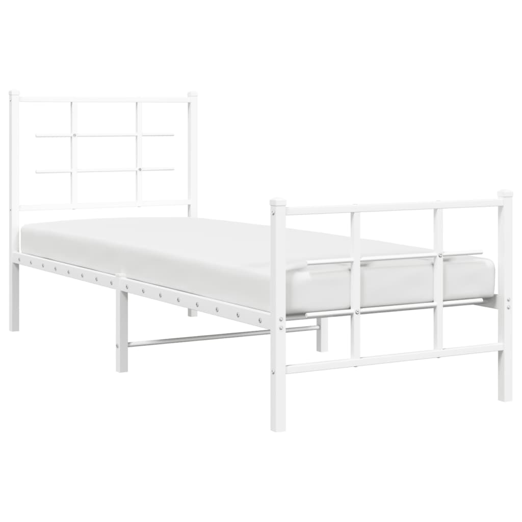 Bedframe met hoofd- en voeteneinde metaal wit 80x200 cm is nu te koop bij PeponiXL, paradijselijk wonen!
