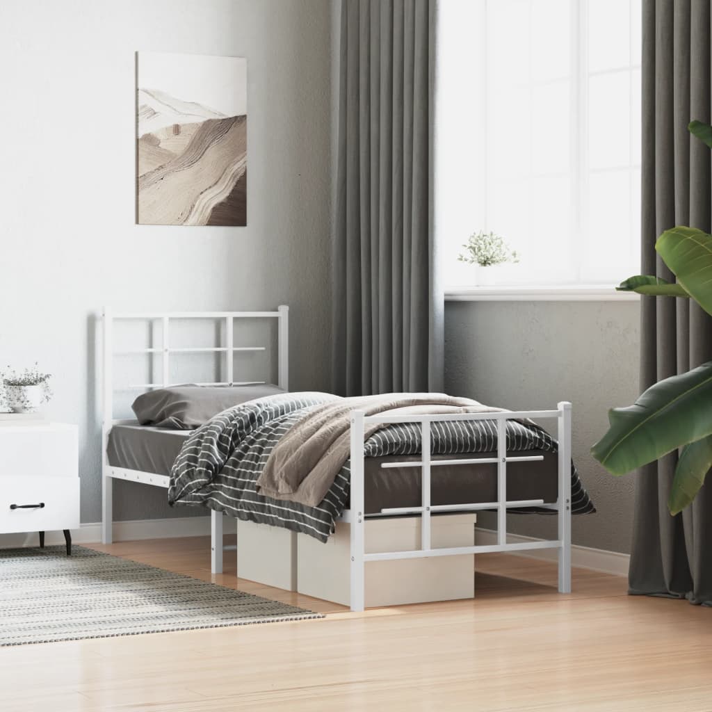 Bedframe met hoofd- en voeteneinde metaal wit 80x200 cm is nu te koop bij PeponiXL, paradijselijk wonen!