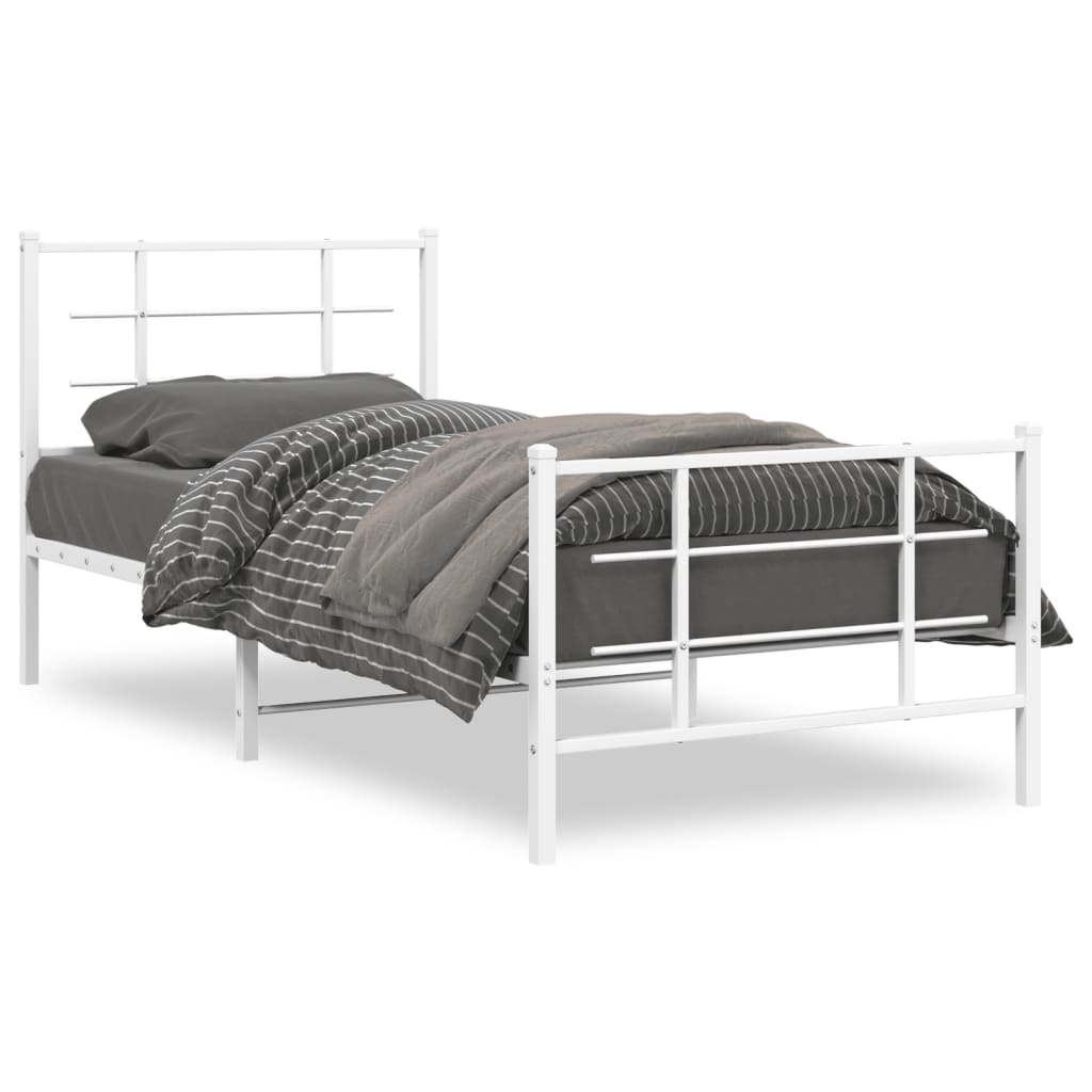 Bedframe met hoofd- en voeteneinde metaal wit 90x190 cm is nu te koop bij PeponiXL, paradijselijk wonen!