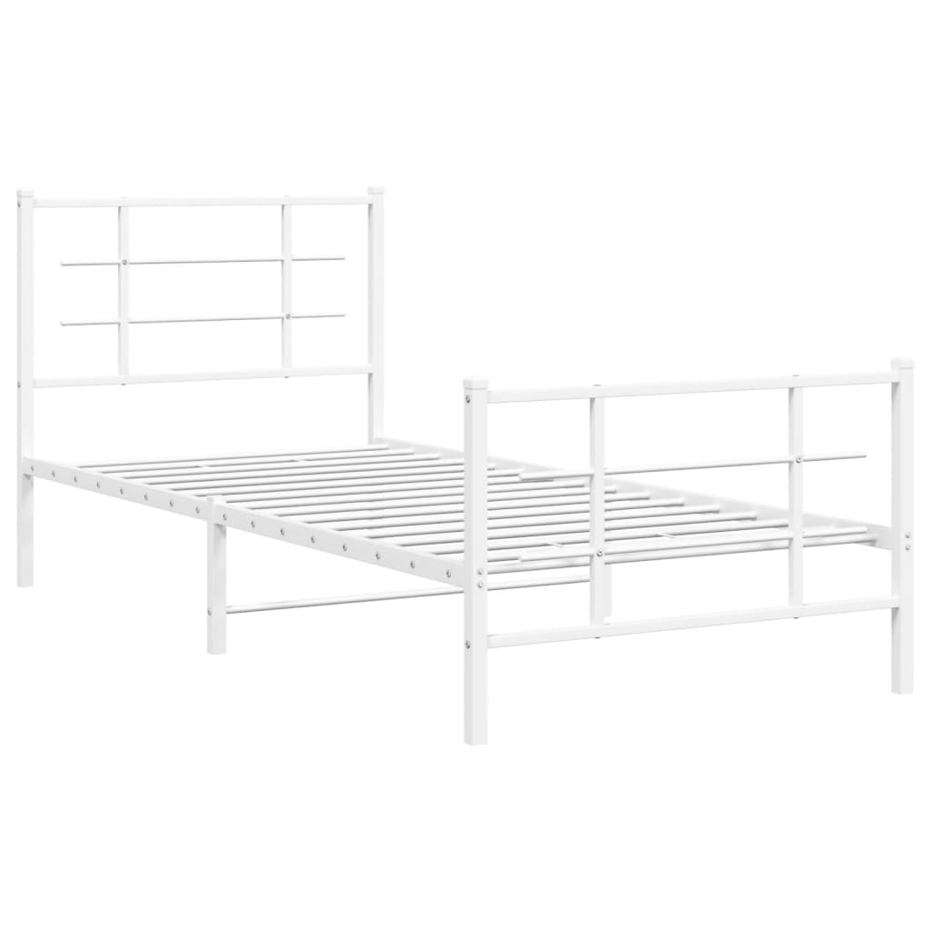 Bedframe met hoofd- en voeteneinde metaal wit 90x190 cm is nu te koop bij PeponiXL, paradijselijk wonen!