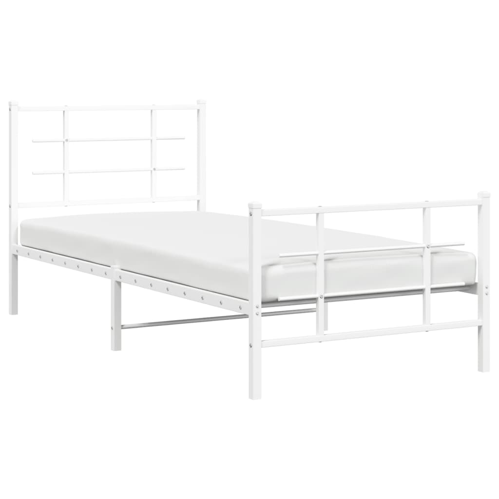 Bedframe met hoofd- en voeteneinde metaal wit 90x190 cm is nu te koop bij PeponiXL, paradijselijk wonen!