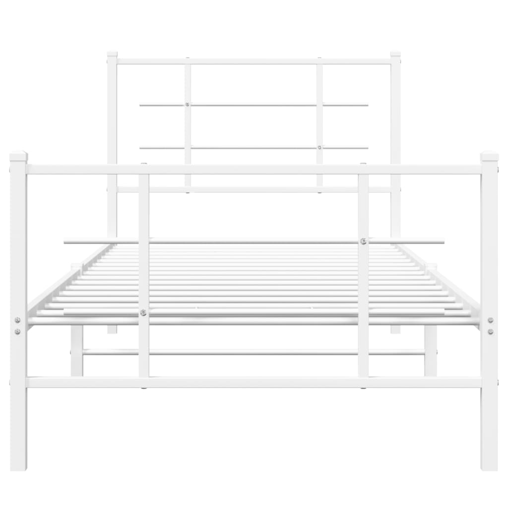 Bedframe met hoofd- en voeteneinde metaal wit 90x190 cm is nu te koop bij PeponiXL, paradijselijk wonen!