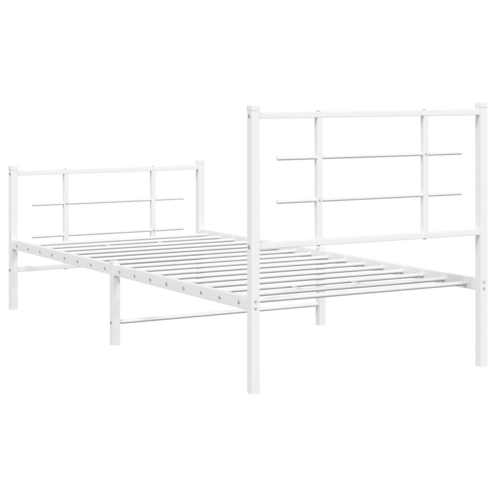 Bedframe met hoofd- en voeteneinde metaal wit 90x190 cm is nu te koop bij PeponiXL, paradijselijk wonen!