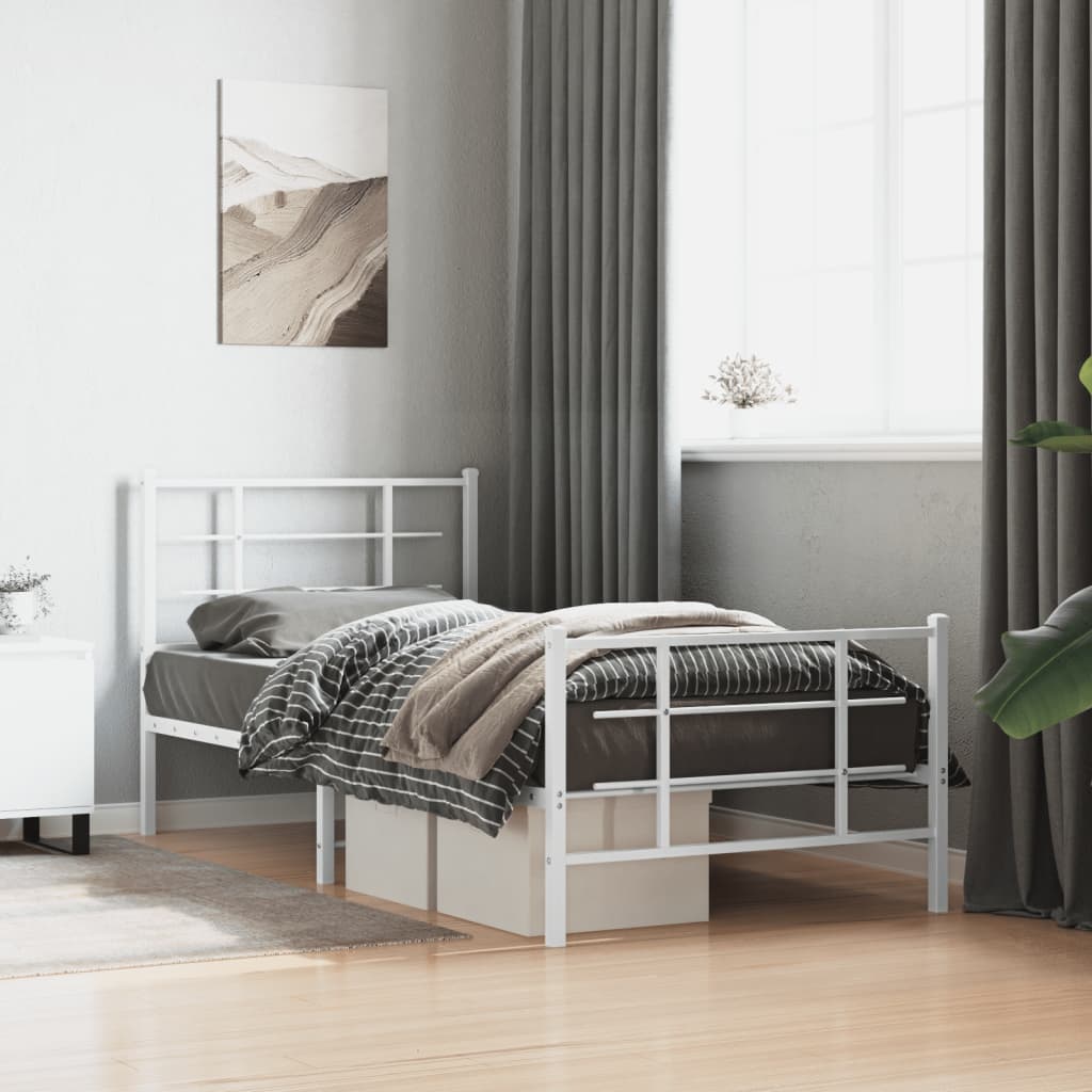 Bedframe met hoofd- en voeteneinde metaal wit 90x190 cm is nu te koop bij PeponiXL, paradijselijk wonen!
