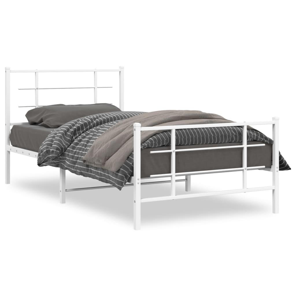 Bedframe met hoofd- en voeteneinde metaal wit 107x203 cm is nu te koop bij PeponiXL, paradijselijk wonen!