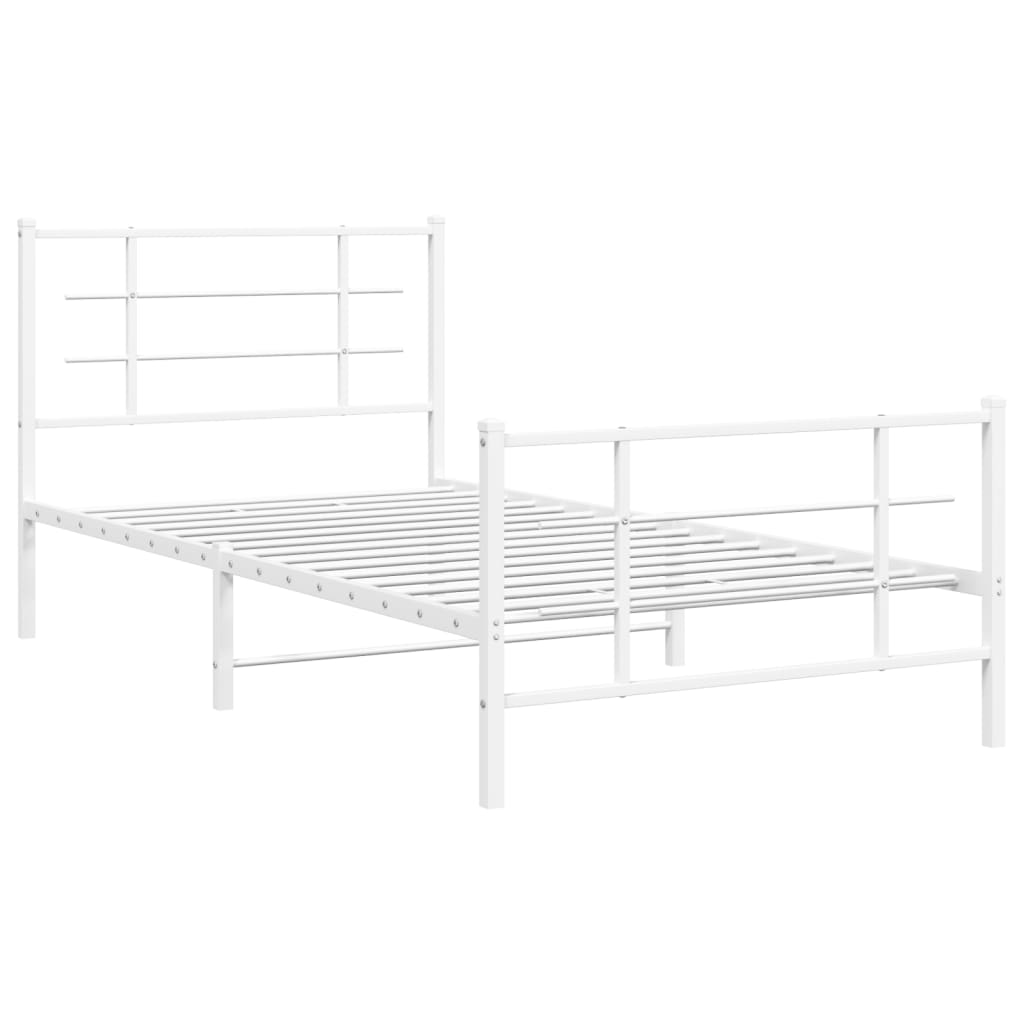 Bedframe met hoofd- en voeteneinde metaal wit 107x203 cm is nu te koop bij PeponiXL, paradijselijk wonen!
