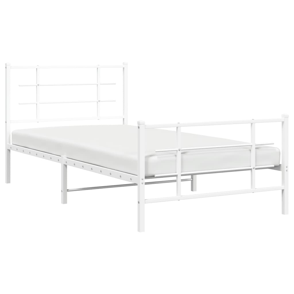 Bedframe met hoofd- en voeteneinde metaal wit 107x203 cm is nu te koop bij PeponiXL, paradijselijk wonen!