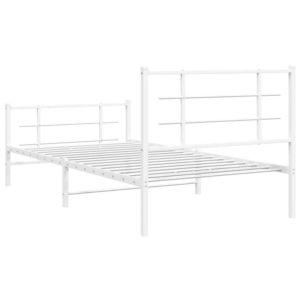 Bedframe met hoofd- en voeteneinde metaal wit 107x203 cm is nu te koop bij PeponiXL, paradijselijk wonen!