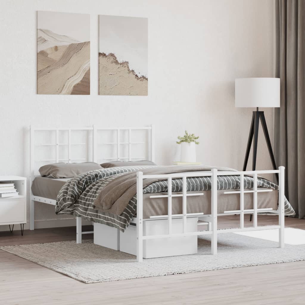 Bedframe met hoofd- en voeteneinde metaal wit 120x200 cm is nu te koop bij PeponiXL, paradijselijk wonen!