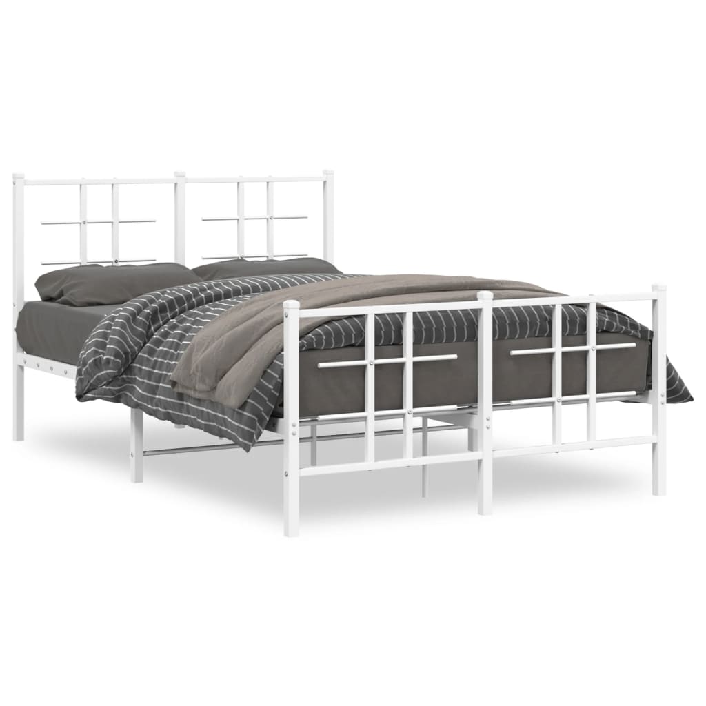 Bedframe met hoofd- en voeteneinde metaal wit 120x200 cm is nu te koop bij PeponiXL, paradijselijk wonen!